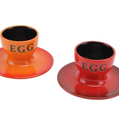 2 Assorted Red and Orange Egg Cups