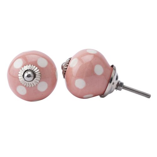 Pink Polka Dot Ceramic Drawer Pull