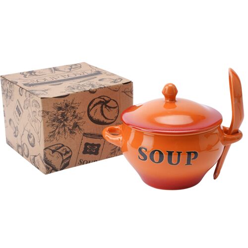 Orange Soup Bowl and Spoon Set