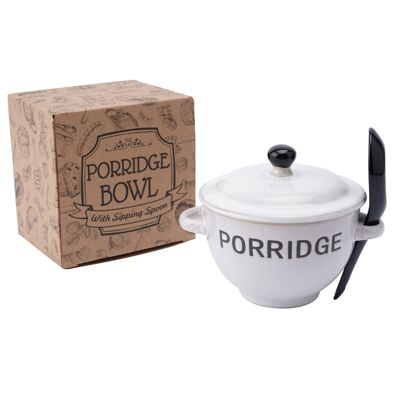 White Porridge Bowl and Spoon