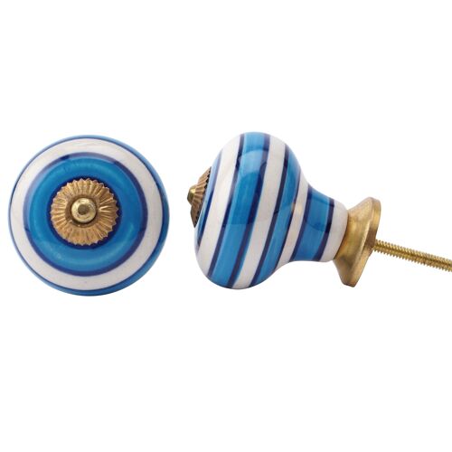 Light Blue/White Ring Ceramic Drawer Pull