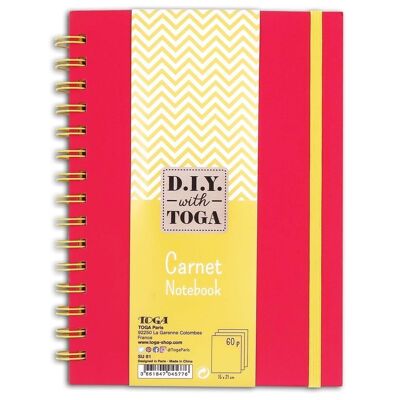 Two-tone yellow and fuchsia spiral notebook - 15x21 cm - 60 yellow pages