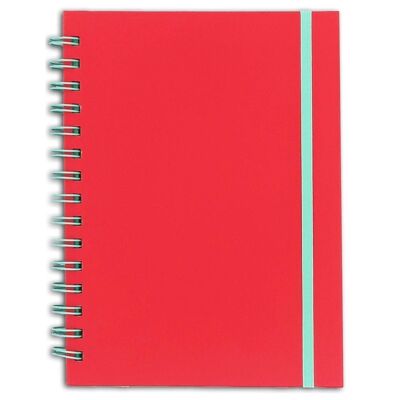 Two-tone mint and coral spiral notebook - 15x21 cm - 60 mint pages