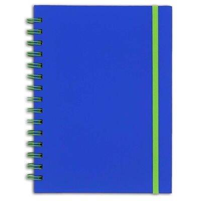 Carnet bicolore vert et bleu à spirales - 15x21 cm - 60 pages vertes