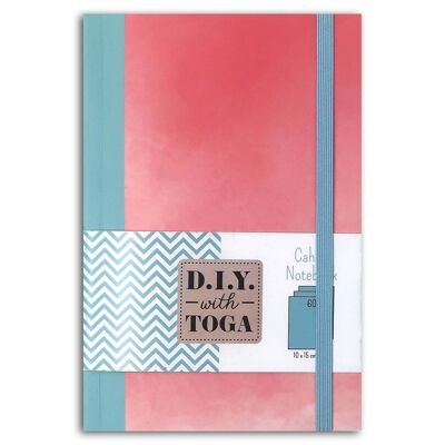 Libreta bicolor rosa pastel y azul - 10x15 cm - 60 páginas azules