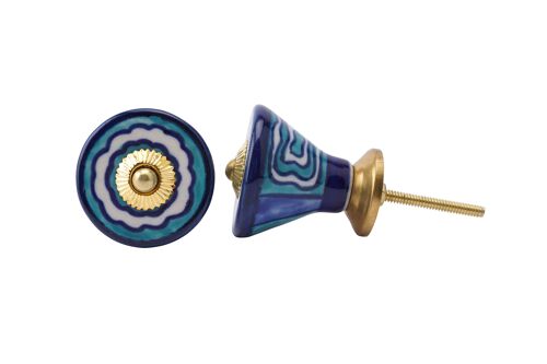 Blue/White Spiral Ceramic Drawer Pull