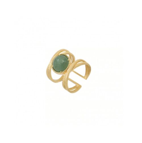 Bague COLLECTION CONSTANCE IRIS Aventurine plaqué or ajustable