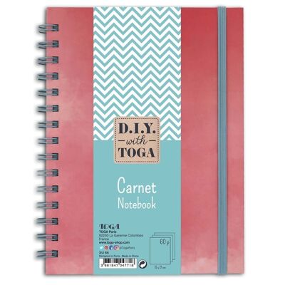 Cuaderno espiral bicolor rosa pastel y azul - 15x21 cm - 60 páginas azules