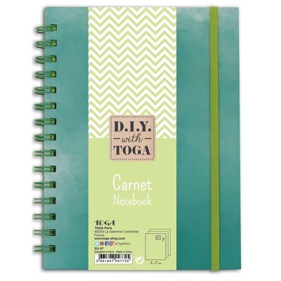Bicolour pastel green spiral notebook - 15x21 cm - 60 green pages