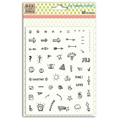 55 Bullet Journal Icons Crystal Stamps