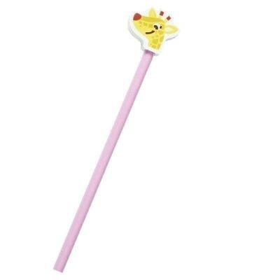 Pencil with eraser - Pink Giraffe - Team Kids School