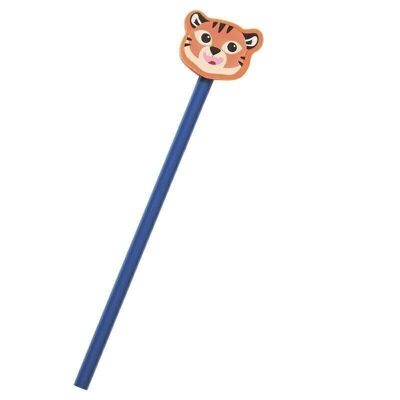 Pencil with eraser - Navy Blue Tiger - Team Kids School