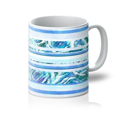 Textured Roses Stripe Blue Amanya Design Mug_11oz