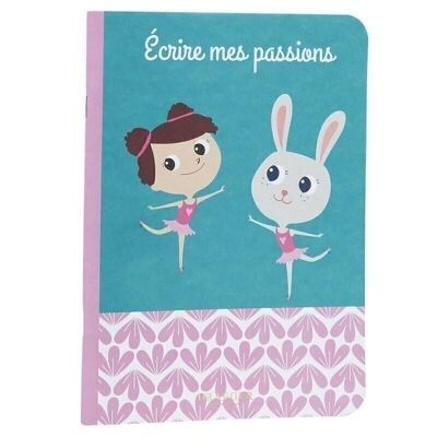 Notebook - Turquoise and pink dancing rabbit - Team Kids School