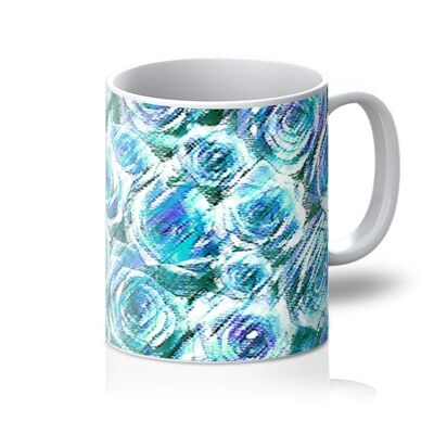 Textured Roses Blue Amanya Design Mug_11oz