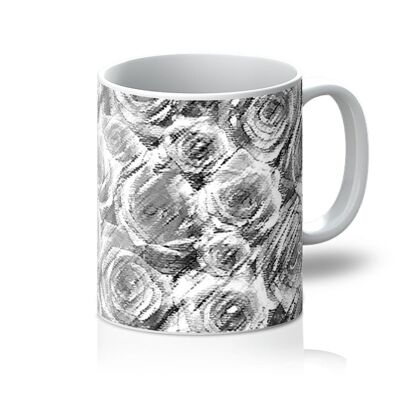 Textured Roses Monochrome Amanya Design Mug_11oz