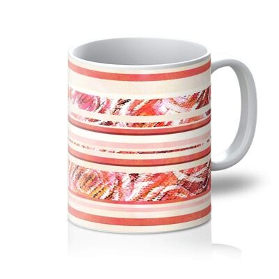 Textured Roses Stripe Coral Amanya Design Mug_11oz