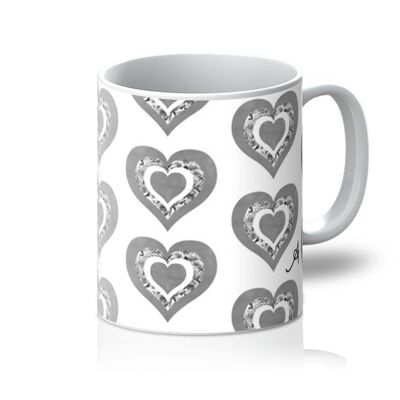 Textured Roses Love Monochrome Amanya Design Mug_11oz