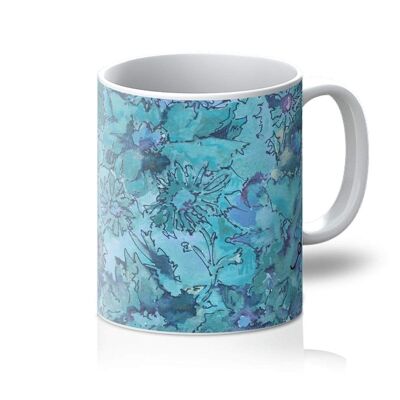 Watercolour Daisies Blue Amanya Design Mug_11oz