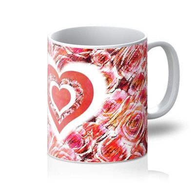 Textured Roses Love & Background Coral Amanya Design Mug_11oz