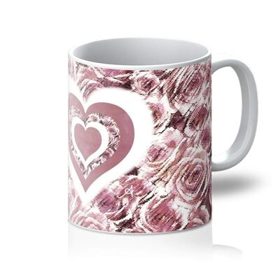Textured Roses Love & Background Dusky Pink Amanya Design Mug_11oz