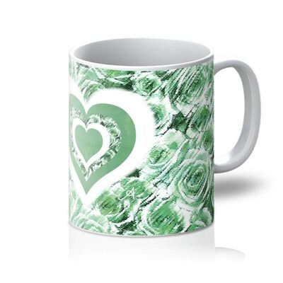 Textured Roses Love & Background Mint Amanya Design Mug_11oz