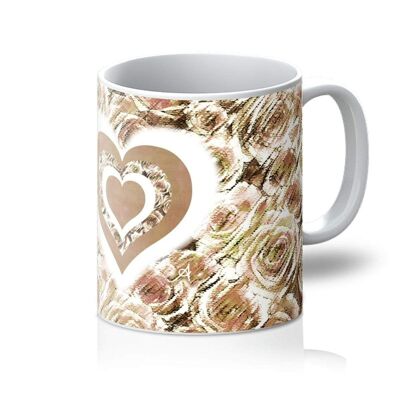 Textured Roses Love & Background Mushroom Amanya Design Mug_11oz