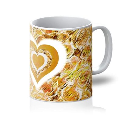 Textured Roses Love & Background Mustard Amanya Design Mug_11oz