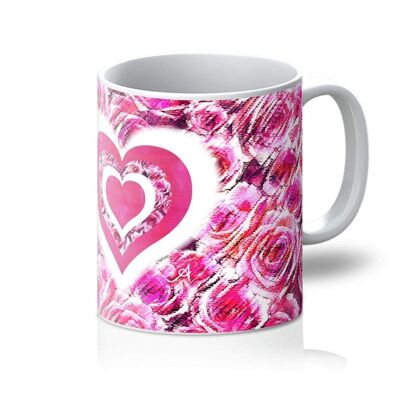 Textured Roses Love & Background Pink Amanya Design Mug_11oz