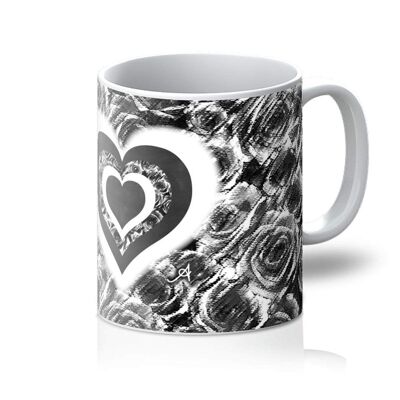 Textured Roses Love & Background Black Amanya Design Mug_11oz