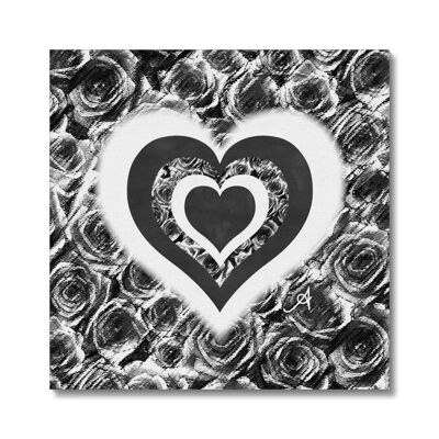 Textured Roses Love & Background Black Amanya Design Canvas_16"x16"
