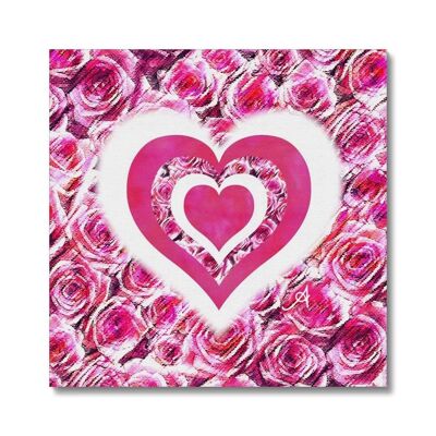 Textured Roses Love & Background Pink Amanya Design Canvas_16"x16"