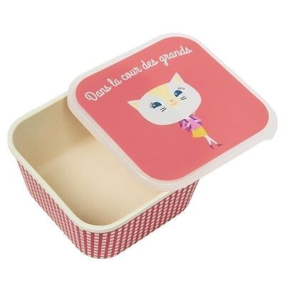 Boîte à goûter - Chat cartable Corail et rouge - Team Kids School