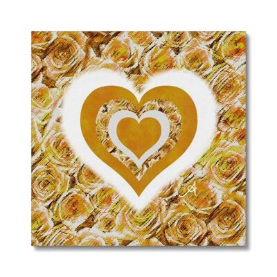 Textured Roses Love & Background Mustard Amanya Design Canvas_16"x16"
