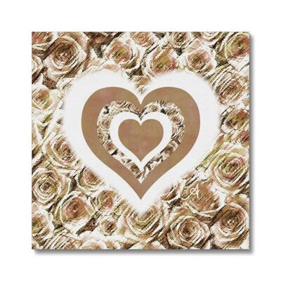 Textured Roses Love & Background Mushroom Amanya Design Canvas_16"x16"