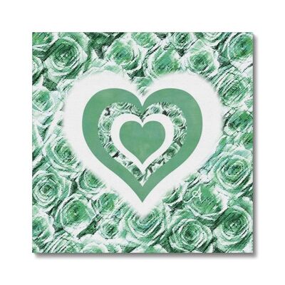 Textured Roses Love & Background Mint Amanya Design Canvas_16"x16"