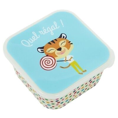 Snack box - Blue and multicolored lollipop tiger - Team Kids School