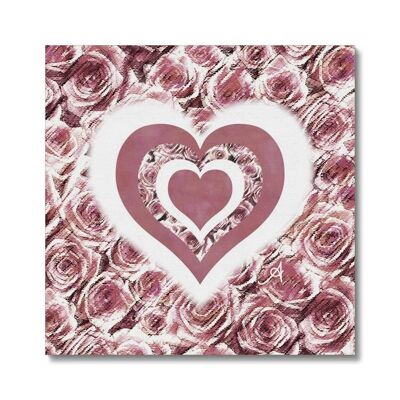 Textured Roses Love & Background Dusky Pink Amanya Design Canvas_16"x16"