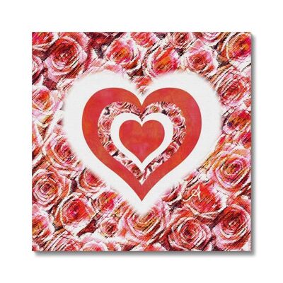 Textured Roses Love & Background Coral Amanya Design Canvas_16"x16"