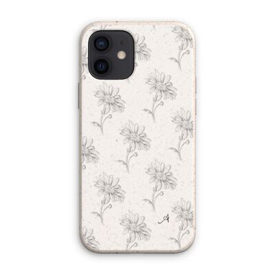 Pencil Daisy Repeat White Amanya Design Eco Phone Case iPhone 12
