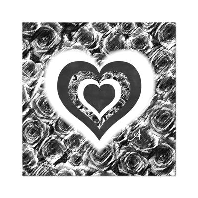 Textured Roses Love & Background Black Amanya Design Fine Art Print_12"x12"