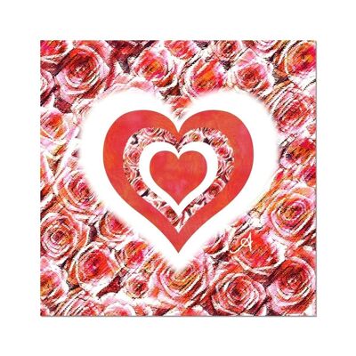 Textured Roses Love & Background Coral Amanya Design Fine Art Print_12"x12"