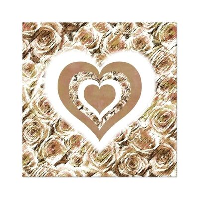 Textured Roses Love & Background Mushroom Amanya Design Fine Art Print_12"x12"