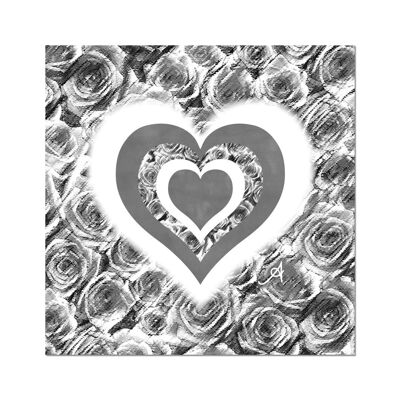 Textured Roses Love & Background Monochrome Amanya Design Fine Art Print_12"x12"