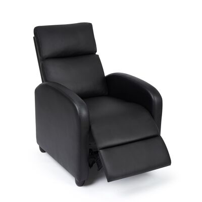 Recliner Sofa with High-back and adjustable padded footrest PU Leather BLACK