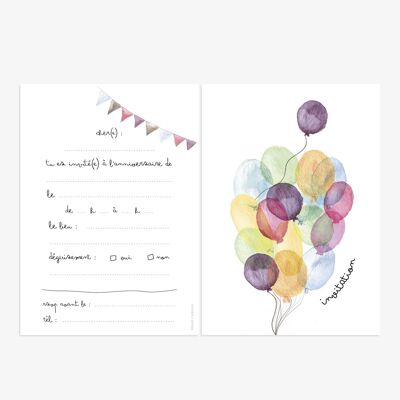Cartes invitation anniversaire Ballons