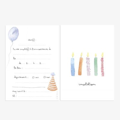 Cartes invitation anniversaire Bougies