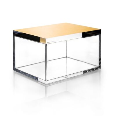 Joyero, Rectangular, GOLD CHEST, 12 x 8,5 cm, Transparente / Dorado