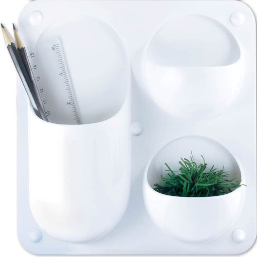 Wall Container, POCKET, with 3 pockets, 21 x 21cm, White