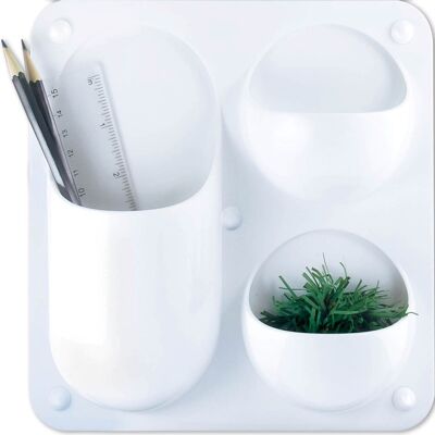 Contenitore da parete, POCKET, con 3 tasche, 21 x 21 cm, Bianco